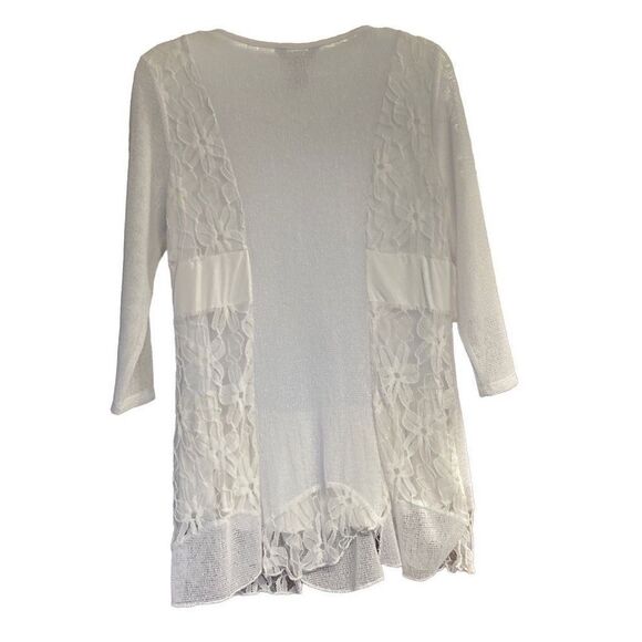 MULTIPLES Women’s Lace Gossamer White Top Size Small - Picture 2 of 8